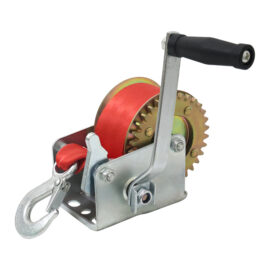 The portable hand-cranked winch from the original manufacturer can be customized with colored webbing