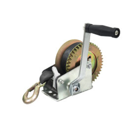 Factory direct sales of portable mini winches, equipped with heavy-duty hooks, and customizable black slings, for ship lifting and launching