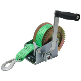 Green Webbing Galvanized Winch – Heavy Duty for Manual Lifting