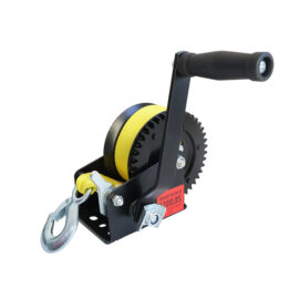 Yellow webbing manual winch 600-3500LB electrophoresis type, with steel wire rope