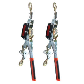 Extended handle ratchet wire tensioner with three hooks, power construction tool