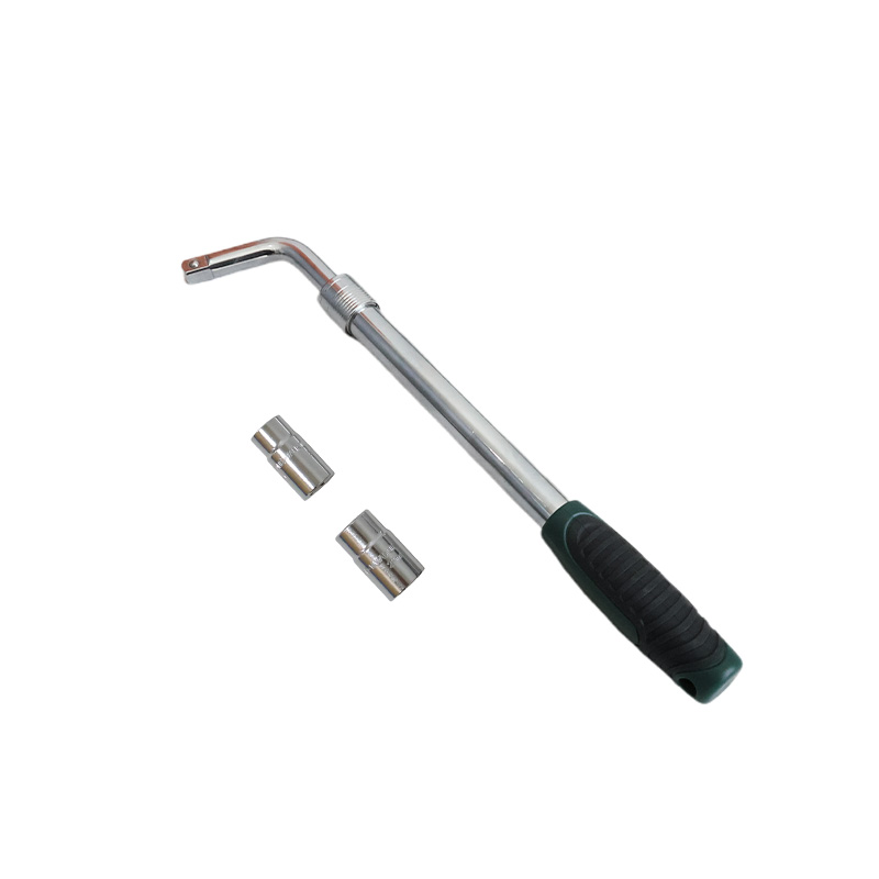 Telescopic L-Type Socket Wrench Extendable Tire Removal Spanner with 2 Sockets, Car Wheel Repair Hand Tool