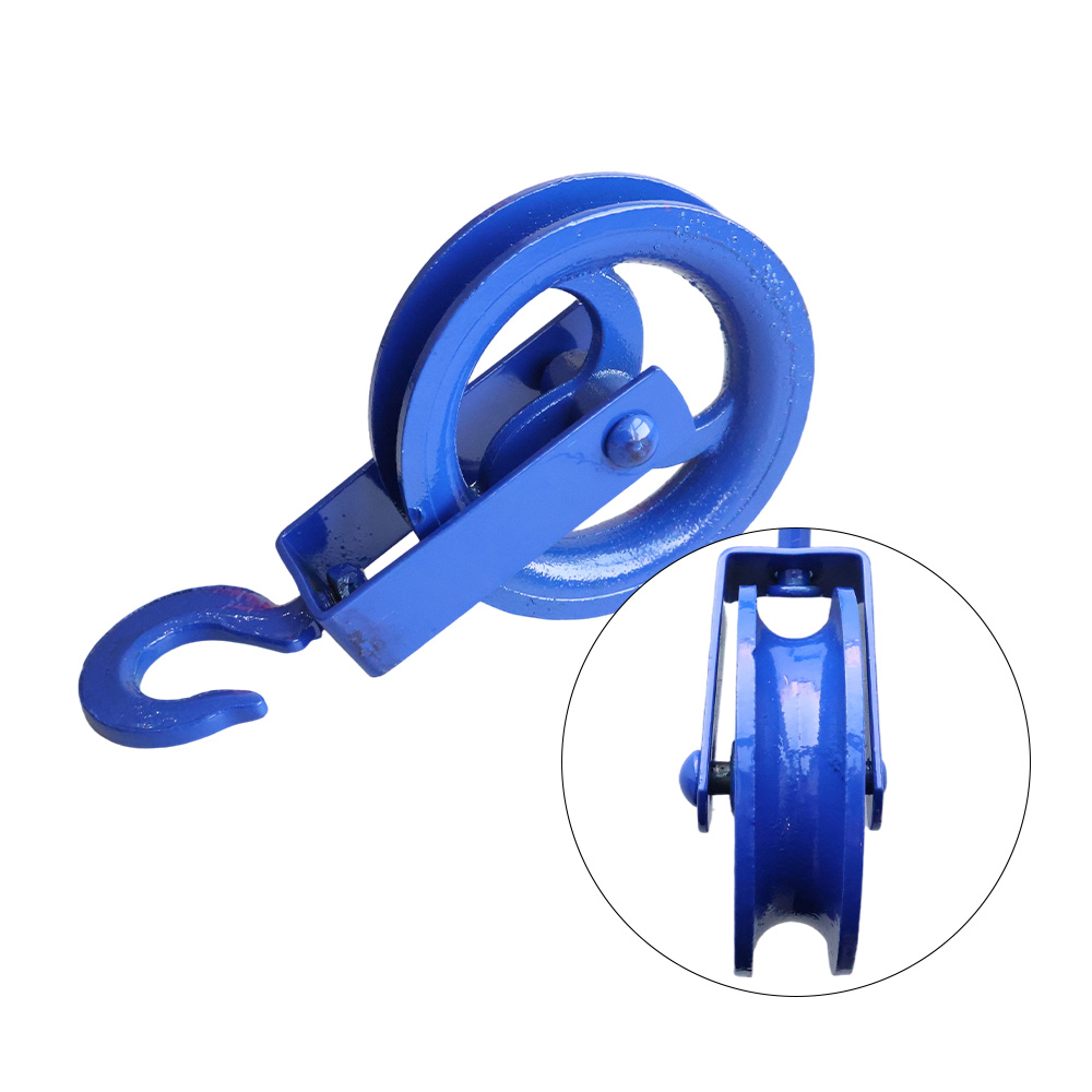 Single Sheave Lifting Pulley Block with Forged Hook, Blue Painted Steel Snatch Block for Construction Wire Rope Hoisting - Image 2