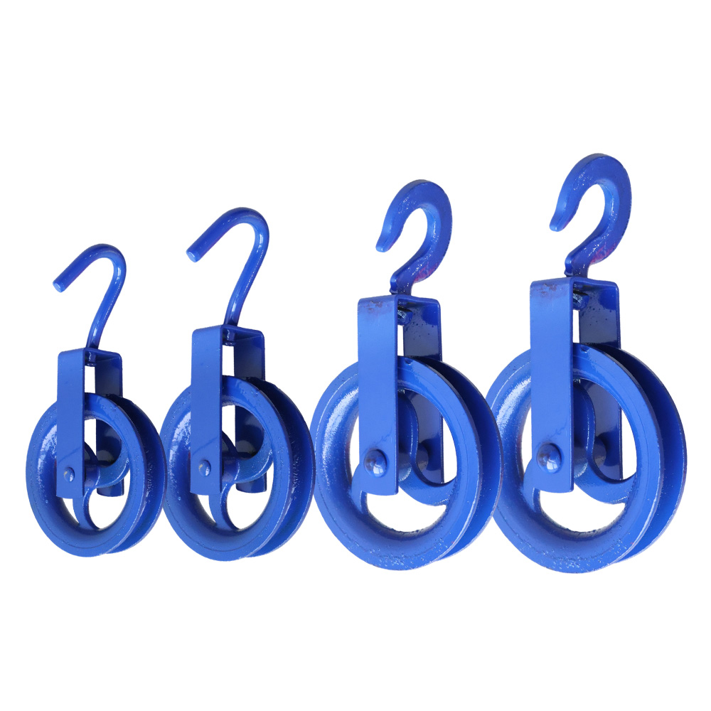 Single Sheave Lifting Pulley Block with Forged Hook, Blue Painted Steel Snatch Block for Construction Wire Rope Hoisting