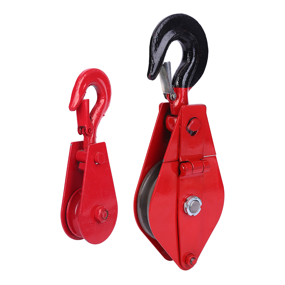 Single Sheave Lifting Pulley Block, Hook/Eye Type Heavy Duty Crane Snatch Block for Construction Hoist Wire Rope Lifting