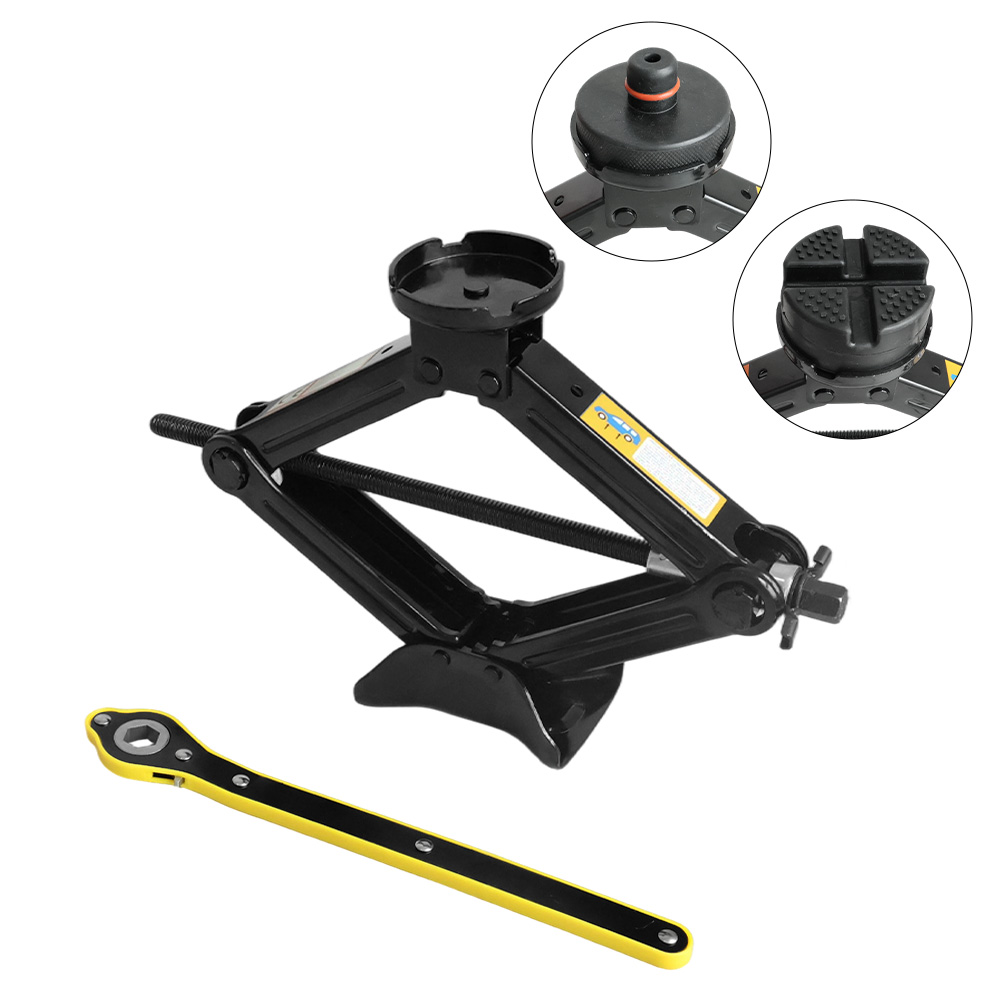 Heavy Duty Scissor Car Jack Kit with Labor Saving Ratchet Wrench & 2 Rubber Pads - Image 5