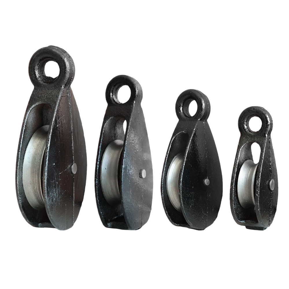 Small cast black spray-painted pulley block, miniature thickened fixed lifting pulley - Image 2
