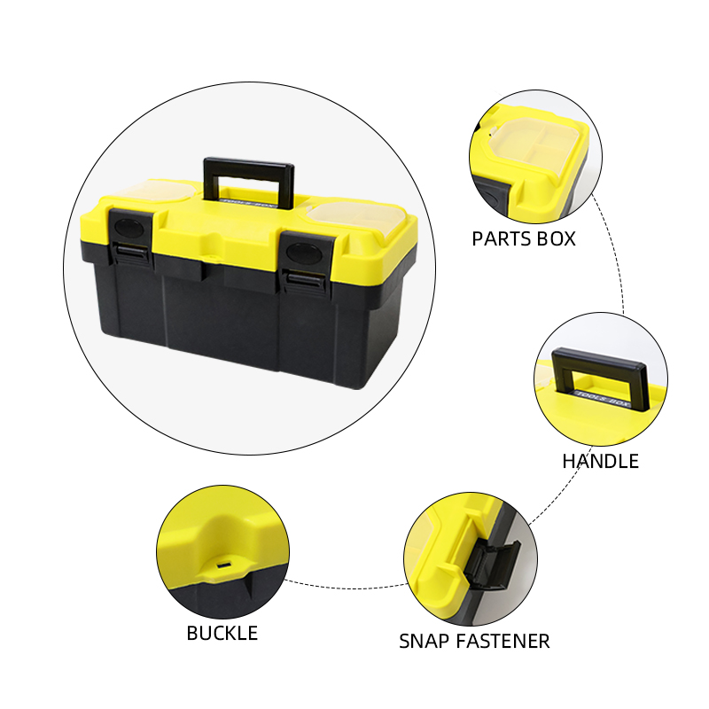 Plastic Tool Storage Box with Top Small Parts Compartments, Portable Hardware Tool Case with Double Latches & Handle. - Image 4