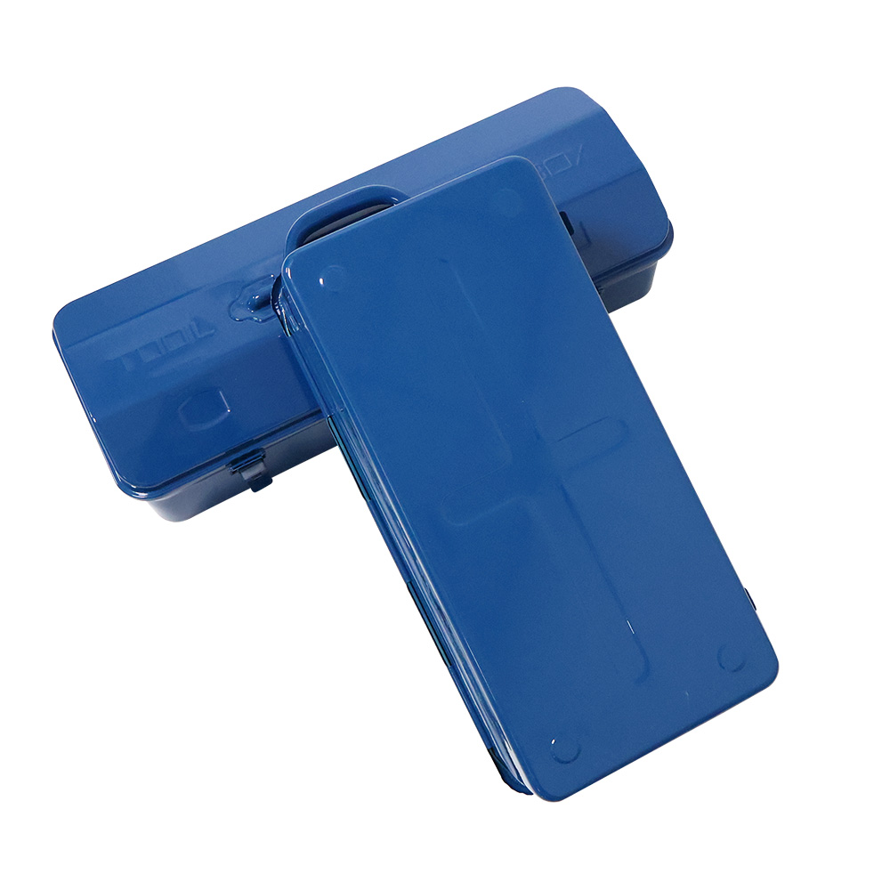 Portable Metal Tool Storage Box, Blue Iron Tool Case with Handle & Latches, Multi Size Hardware Organizer Box. - Image 6