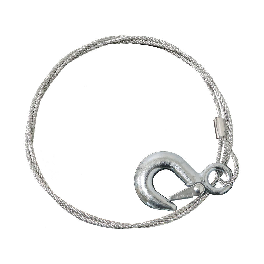 Galvanized Steel Wire Rope Sling with Safety Latch Hook, Cargo Lifting Tow Cable for Trailer Hoist - Image 2