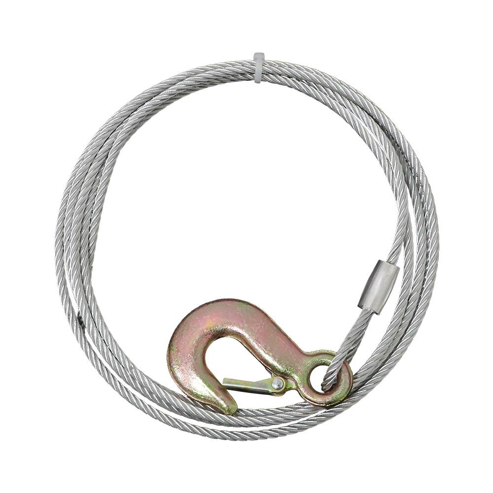 Galvanized Steel Wire Rope Sling with Safety Latch Hook, Cargo Lifting Tow Cable for Trailer Hoist - Image 3