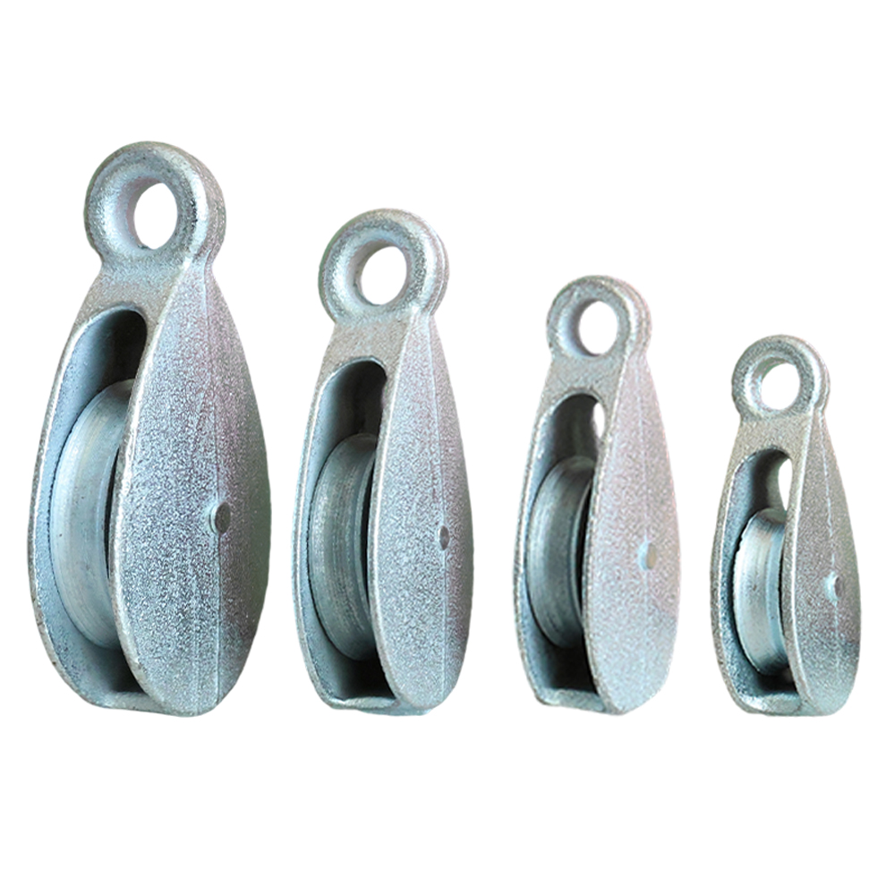 Small cast black spray-painted pulley block, miniature thickened fixed lifting pulley - Image 3