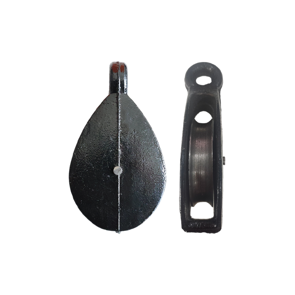 Small cast black spray-painted pulley block, miniature thickened fixed lifting pulley - Image 4