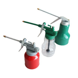 Hand Pressure Oil Can, Metal Transparent Oil Lubricator with Flexible Straight Spout, Manual Oil Dispenser for Machinery Car Maintenance