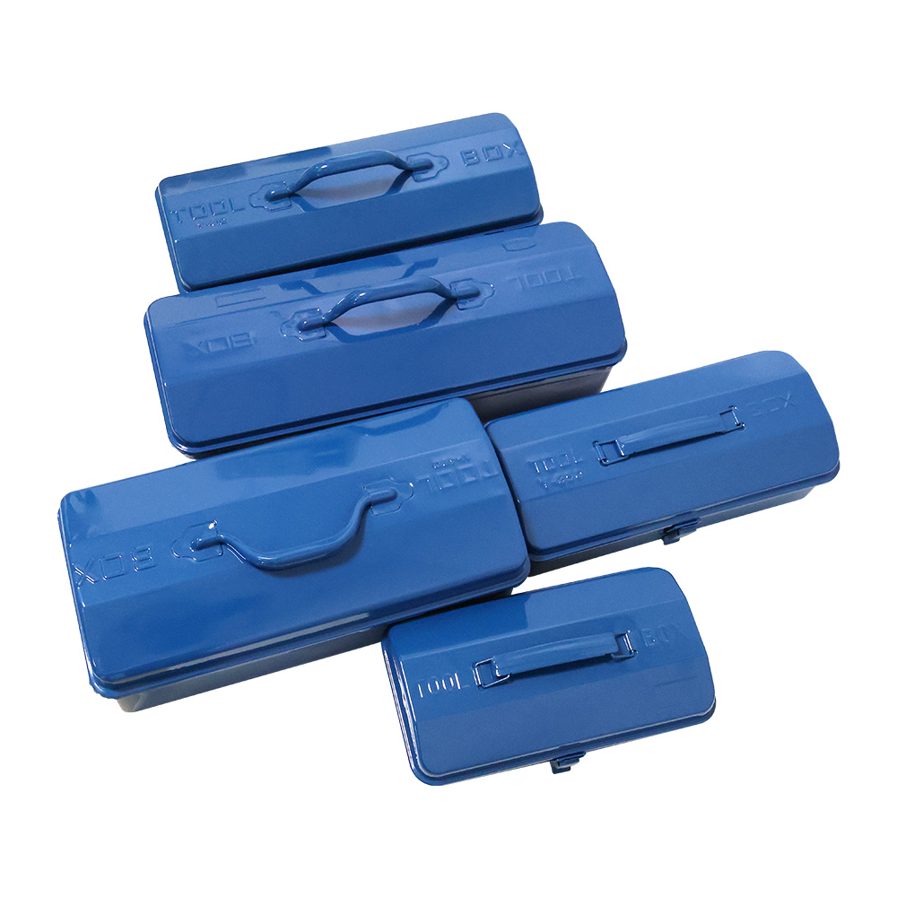 Portable Metal Tool Storage Box, Blue Iron Tool Case with Handle & Latches, Multi Size Hardware Organizer Box. - Image 2