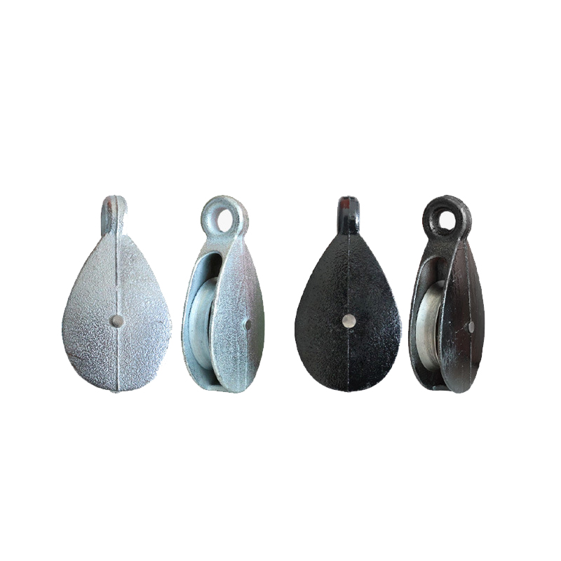 Small cast black spray-painted pulley block, miniature thickened fixed lifting pulley