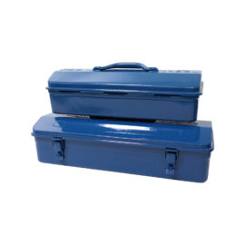 Portable Metal Tool Storage Box, Blue Iron Tool Case with Handle & Latches, Multi Size Hardware Organizer Box.