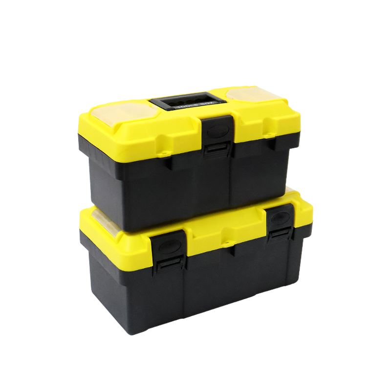Plastic Tool Storage Box with Top Small Parts Compartments, Portable Hardware Tool Case with Double Latches & Handle.