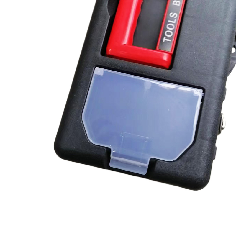 Portable Hardware Tool Case with Double Metal Latches, Top Small Parts Tray & Red Carry Handle for Auto Workshop Repair. - Image 3