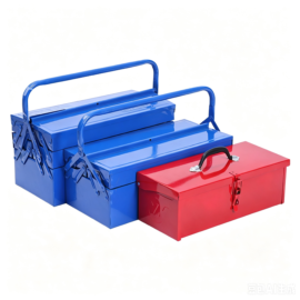 Multi-layer Cantilever Metal Tool Box, Single Layer Iron Tool Storage Case, Foldable Tray Hardware Tool Box with Carry Handle.
