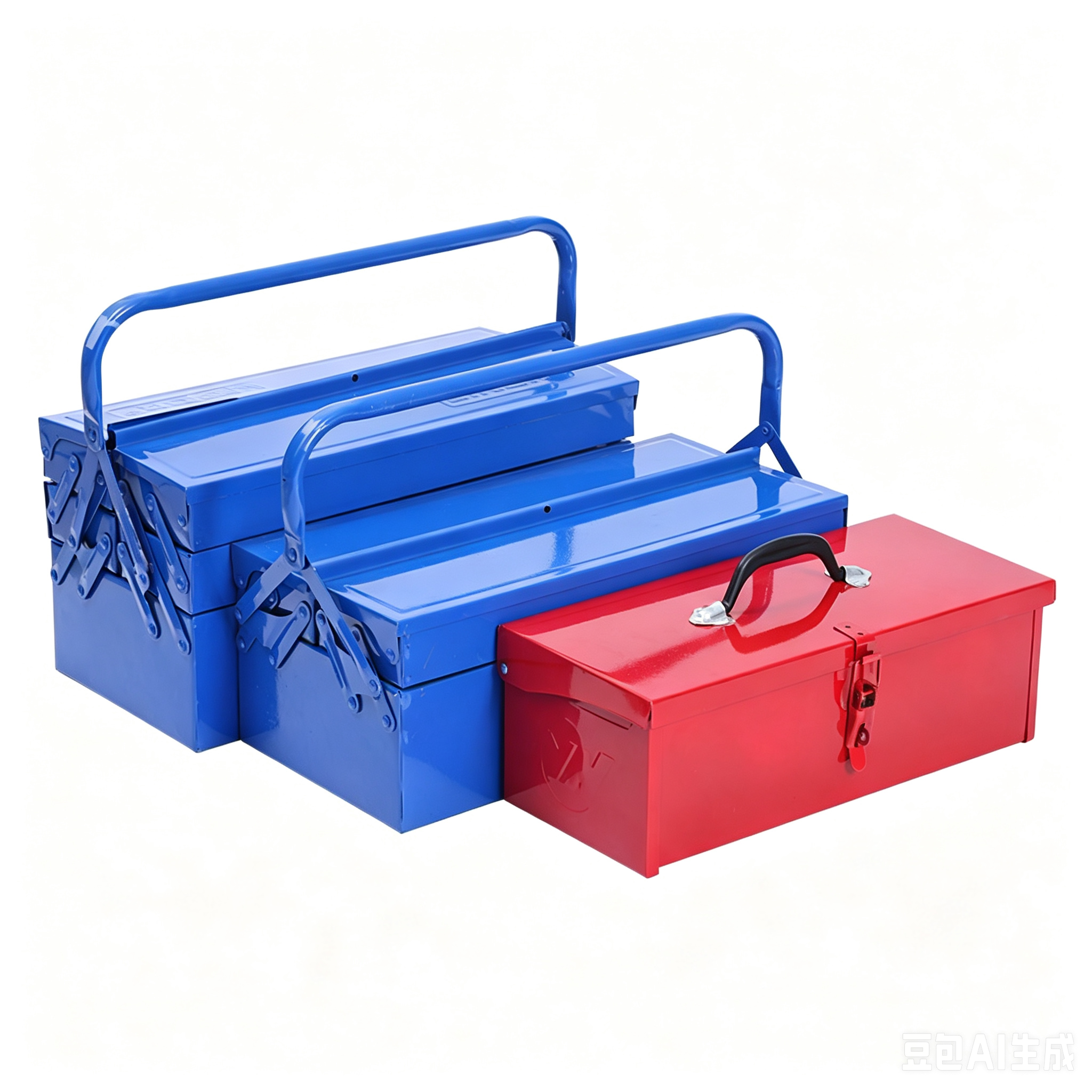 Multi-layer Cantilever Metal Tool Box, Single Layer Iron Tool Storage Case, Foldable Tray Hardware Tool Box with Carry Handle.