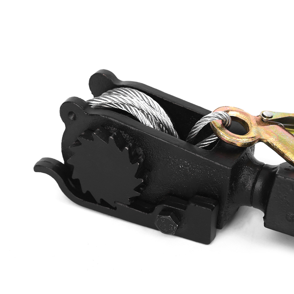 Black Painted Heavy Duty Cable Puller, Ratchet Wire Rope Tightener with Safety Hook, Manual Tension Pulling Tool - Image 5