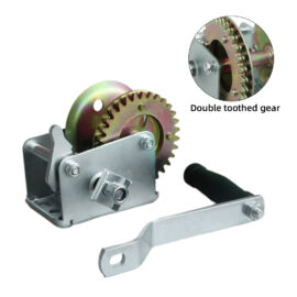 Manual Hand Crank Winch 800 LBS, Double Piece Gear Self-locking Hand Winch for Trailer, Boat & Cargo Pulling